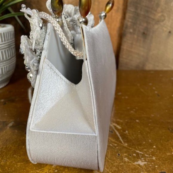 Grey Satin Evening Clutch - Picture 7 of 9